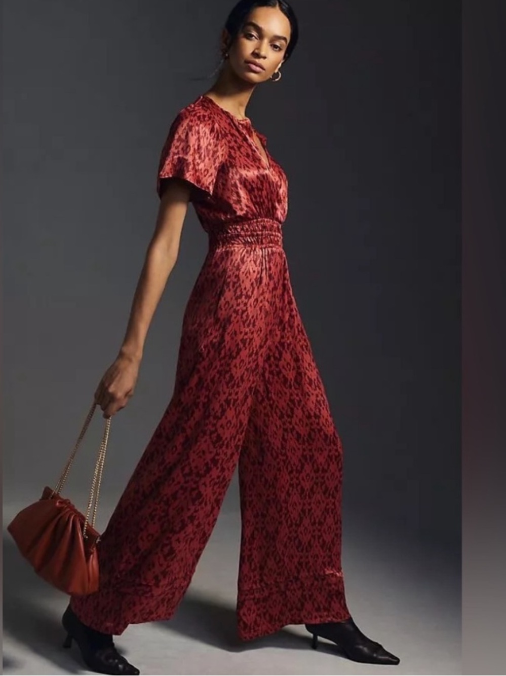 Anthropologie Red Somerset Wide-Leg Jumpsuit